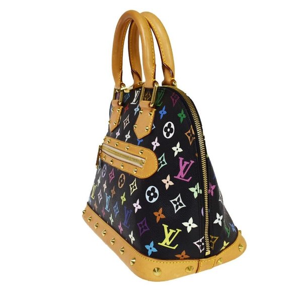 LOUIS VUITTON Logo Alma Hand Bag Monogram Multi Leather Black - Picture 2 of 16